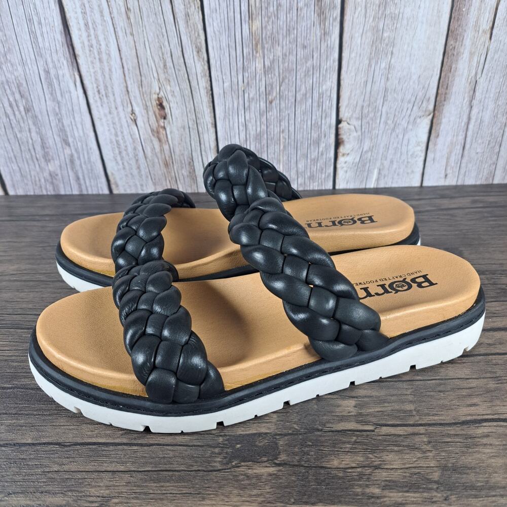 Born Freesia Braided Sandals Women's Sz 7 M Black (VGC)